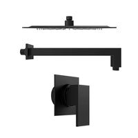 Set doccia nero opaco - Miscelatore incasso Hedy con braccio e soffione slim 20x20 cm