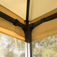 Gazebo da Giardino 3x3m con Zanzariera, Telaio in Acciaio e Doppio Tettuccio, Beige