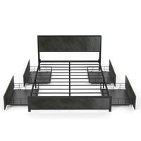 Hekla - Struttura letto matrimoniale in legno e metallo con 4 cassetti, 162x195 cm colore cemento