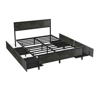 Hekla - Struttura letto matrimoniale in legno e metallo con 4 cassetti, 162x195 cm colore cemento