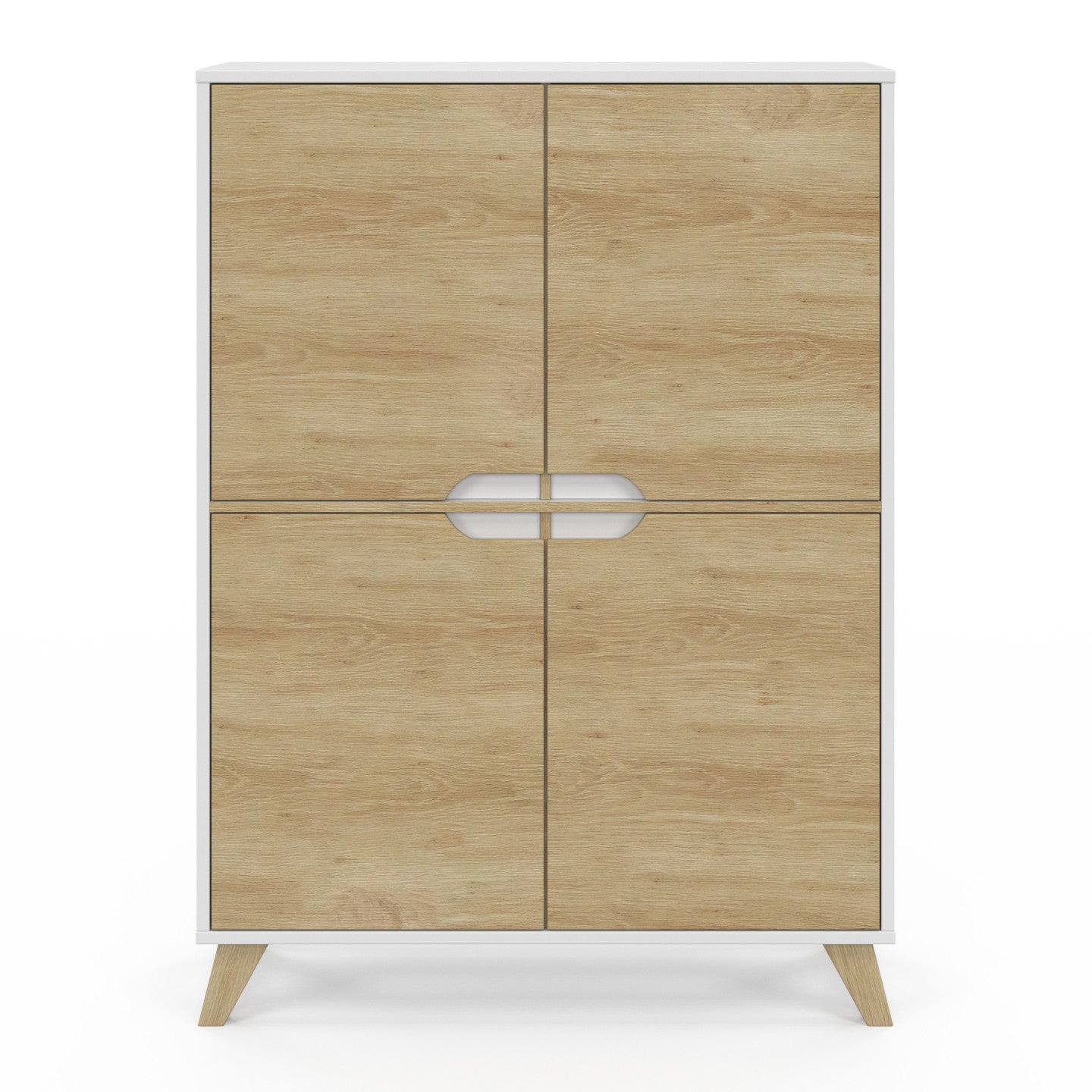 IDMarket - HELSINKI Contenitore scandinavo a 4 ante in legno e bianco