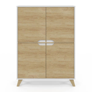 IDMarket - HELSINKI Contenitore scandinavo a 4 ante in legno e bianco
