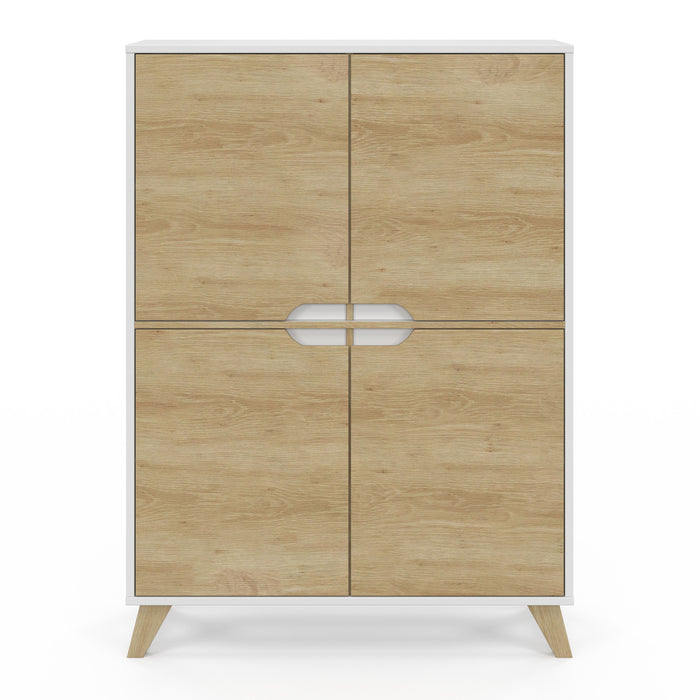 IDMarket - HELSINKI Contenitore scandinavo a 4 ante in legno e bianco