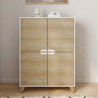 IDMarket - HELSINKI Contenitore scandinavo a 4 ante in legno e bianco