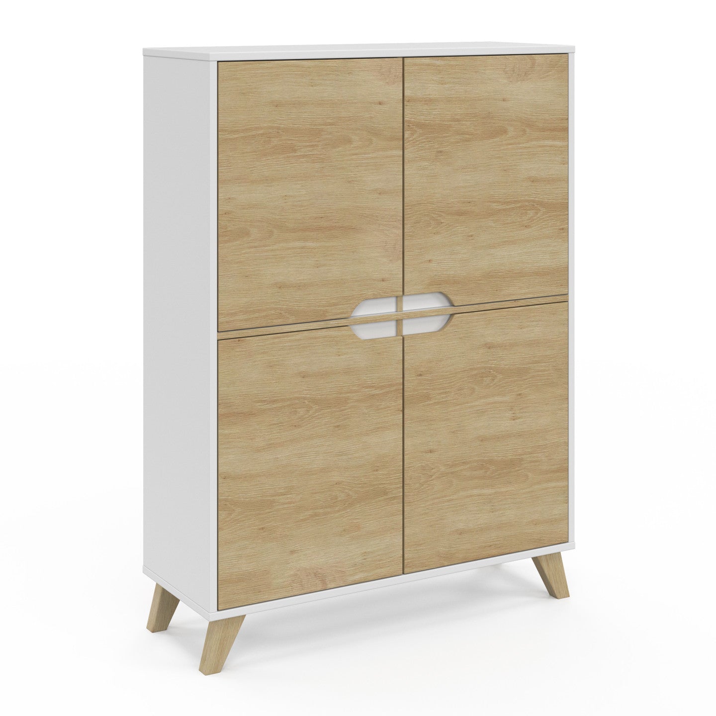 IDMarket - HELSINKI Contenitore scandinavo a 4 ante in legno e bianco