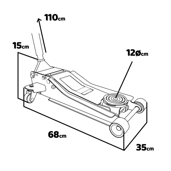 Herk 35 - Cric sollevatore martinetto idraulico per auto, capacità 3,5 t