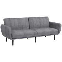Divano Letto 3 Posti con Schienale Reclinabile a 3 Livelli in Tessuto, 208x84x82cm, Grigio