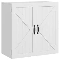 kleankin Armadietto Pensile Bagno in Legno Stile Country con Ripiano Regolabile, 60x30x60cm, Bianco