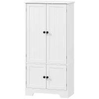 Mobile Credenza da Cucina a 4 Ante con 2 Armadietti e Ripiano Regolabile, 58.2x30x123 cm, Bianco