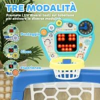 Gioco per Bambini con Rete da Calcio, Canestro Basket Regolabile e Buca da Golf, 54x38.8x60.4-68 cm