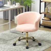 Poltrona da ufficio Ergonomica, Regolabile in altezza e con seduta girevole, Base in acciaio, 58x56x76cm, Rosa