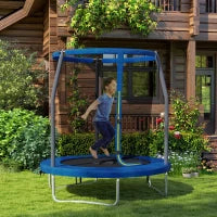 Trampolino per Bambini, Trampolino da Giardino con Rete di Sicurezza, Struttura in Acciaio, Ø 183 x 200 cm, Blu