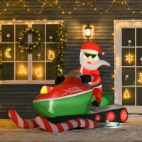 Babbo Natale Gonfiabile su Motoslitta 160cm con Luci LED Integrate, Decorazione Natalizia da Esterno, Verde e Rosso