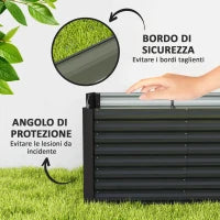 Aiuola Rialzata Set 2 Pezzi Rettangolari senza Fondo, in Acciaio Zincato, 120x60x60 cm, Grigio Scuro