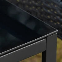 Salotto da Giardino da 2 Posti, Set di 3 Pezzi con 2 Sedie con Cuscini e Tavolino con Piano in Vetro Temperato, Intreccio di Resina Sintetica Imitazione Rattan, Grigio