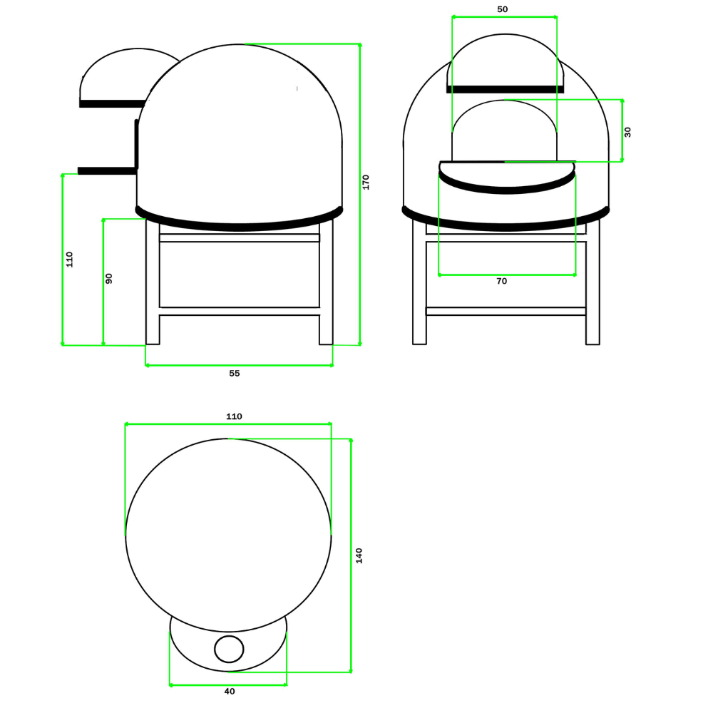 Forno a legna artigianale rivestimento mosaico cotto beige pizza linea wave *** misura Ø 80 cm, confezione 1