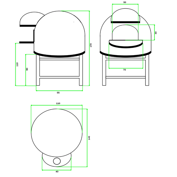 Forno a legna artigianale rivestimento mosaico cotto beige pizza linea wave *** misura Ø 80 cm, confezione 1