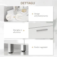 kleankin Mobile Bagno con 2 Cassetti e Armadietto con Ripiano Regolabile, in Legno, 60x30x93 cm, Bianco