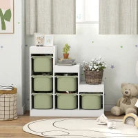 Mobile portaoggetti per giocattoli per bambini con 6 cassetti rimovibili, su 3 livelli, 96 x 38,5 x 90, verde