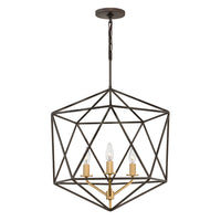 Lampadario Industrial Nordico Astrid Metallo Bronzo Opaco 3 Luci E14