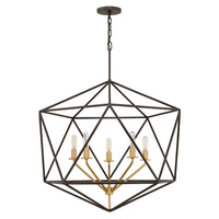 Lampadario Industrial Nordico Astrid Metallo Bronzo Opaco 5 Luci E14