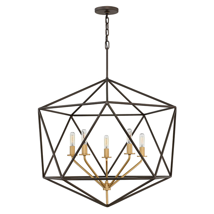 Lampadario Industrial Nordico Astrid Metallo Bronzo Opaco 5 Luci E14