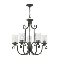 Lampadario Industrial Nordico Casa Alluminio Nero Antico Vetro 5 Luci E27