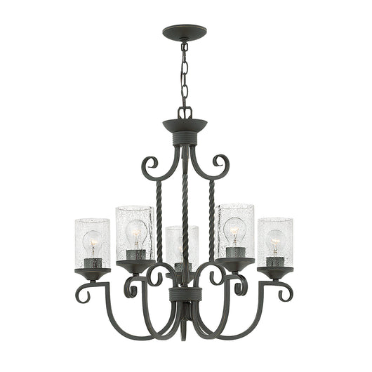 Lampadario Industrial Nordico Casa Alluminio Nero Antico Vetro 5 Luci E27
