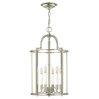 Lampadario Contemporaneo Gentry Acciaio Nichel Lucido Vetro 6 Luci E14