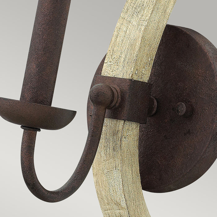 Applique Industrial Nordico Middlefield Acciaio Ferro Ruggine Legno 1 Luce E14