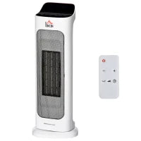 Stufetta Elettrica Oscillante con Telecomando, Temperatura Regolabile e Timer, Potenza 1000W/2000W, 17.6x13.7x50cm, Bianco