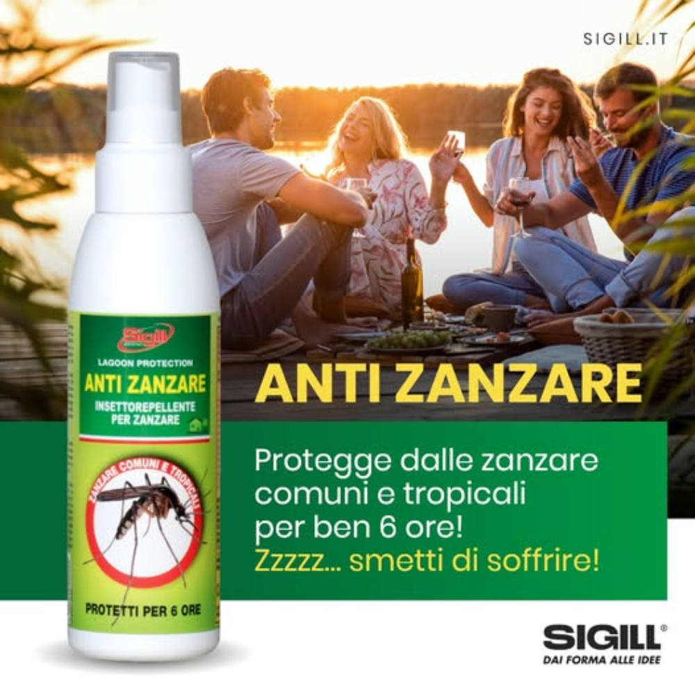 Spray anti zanzare comuni tropicali protezione 6 ore profumazione gradevole