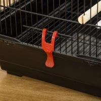 Gabbia per Uccelli con Scaletta, Altalena, Ciotole e Giochi, in Acciaio, PP e Legno, 46x36x100 cm, Nera