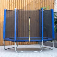 Trampolino Elastico Esterni con Rete di Sicurezza e Pali Imbottiti per Adulti e Bambini, 244x244x205cm