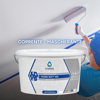 Farbe matt 400 pittura acrilica idrorepellente coprente traspirante interni *** formato 5 lt, confezione 1