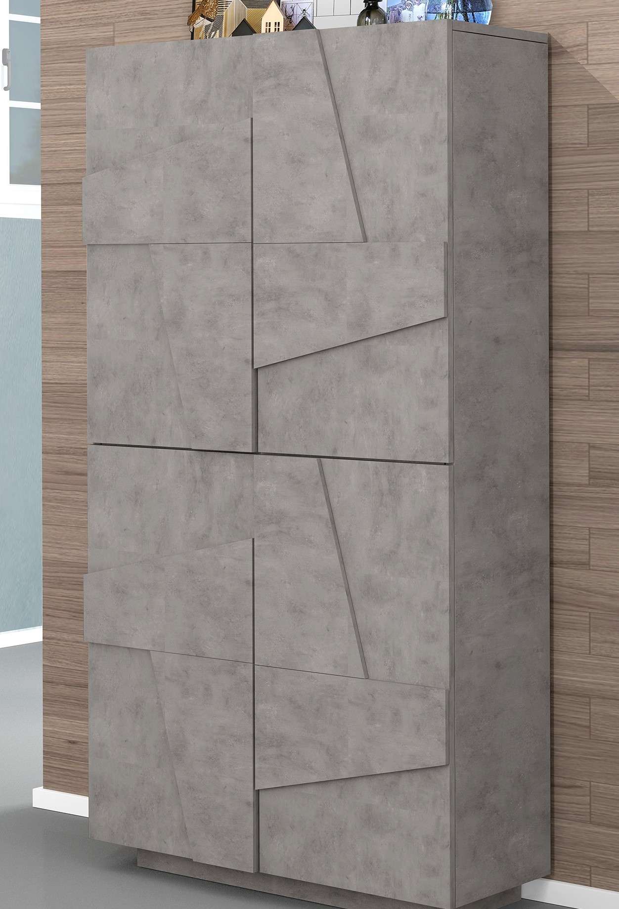 Scarpiera 4 ante L 81.2 x H 167.6 x P 39.2 cm 32 paia, grigio