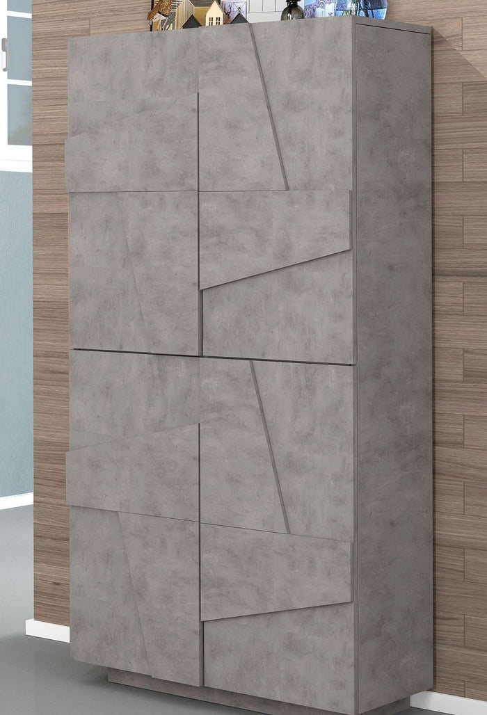 Scarpiera 4 ante L 81.2 x H 167.6 x P 39.2 cm 32 paia, grigio