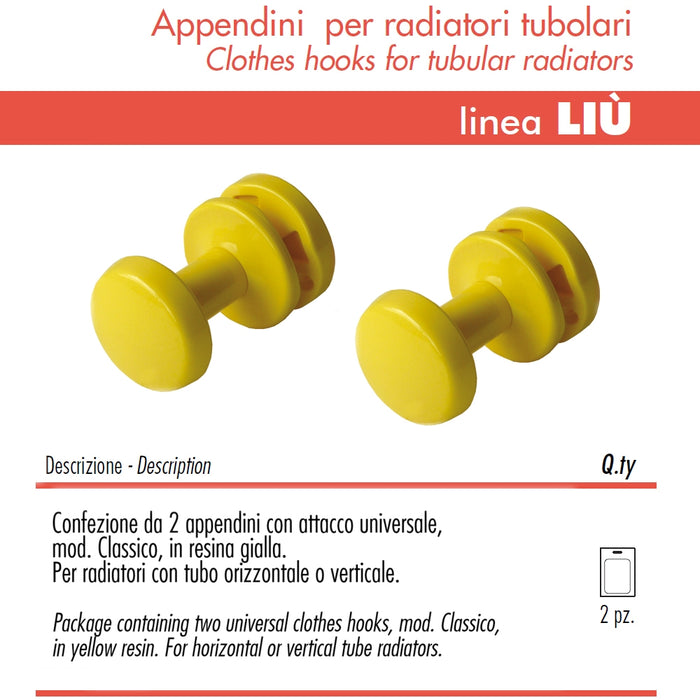 Pika' 2 appendini per radiatori liu' classic colore giallo