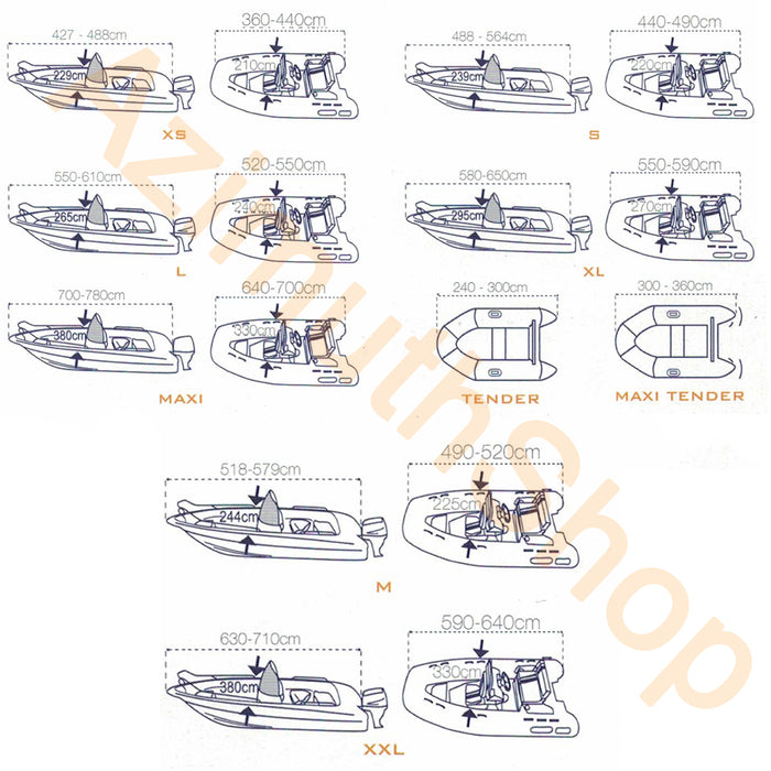 Telo copri barca covy lux maxi cm 700 - 780 10 larghezza maxi cm 400 cinghie colore grigio