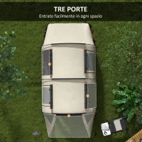Tenda da Campeggio 4-5 Persone con Copertura Oscurante, Impermeabile con Borsa di Trasporto, Kaki
