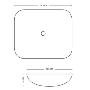 Lavabo da appoggio ceramica bianco rettangolare arredo bagno cm 45,5x32,5x13,5 *** finitura- opaco, confezione 1