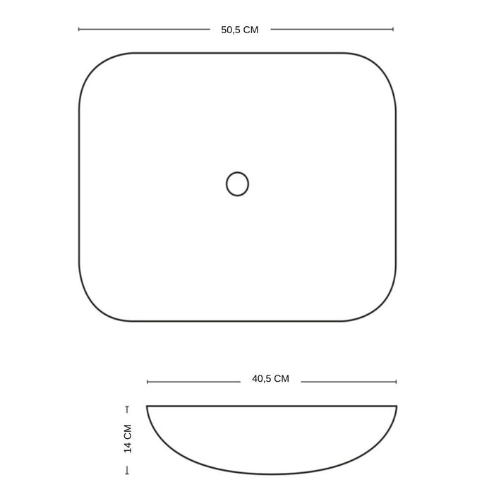 Lavabo da appoggio ceramica bianco rettangolare arredo bagno cm 45,5x32,5x13,5 *** finitura- opaco, confezione 1