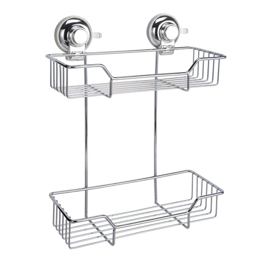 Portaoggetti doppio per doccia in filo da muro in metallo e resine termoplastiche HO19 Gedy serie HOT Cromato