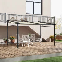 Pergola Retrattile 4 x 3 m, Struttura in Metallo con Finitura Epossidica Anticorrosione, Telo in Poliestere 180 g/m², Beige