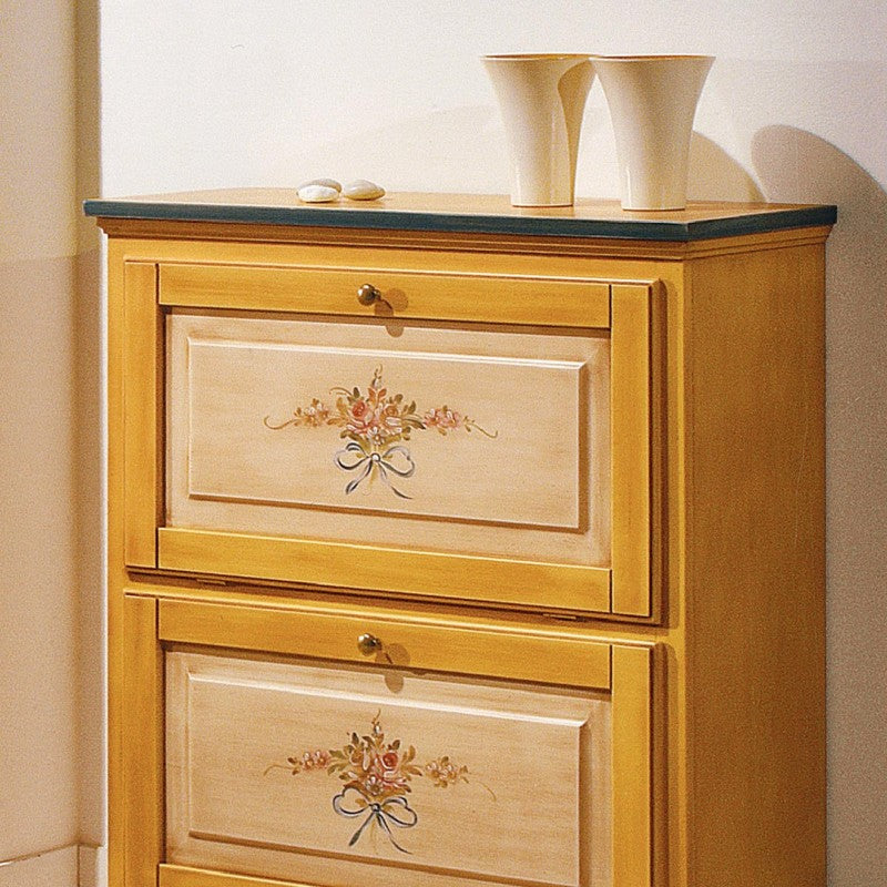 scarpiera 2 ante in legno massello giallo/blu l.80 x p.30 h.93 (1217) - Mobili 2G