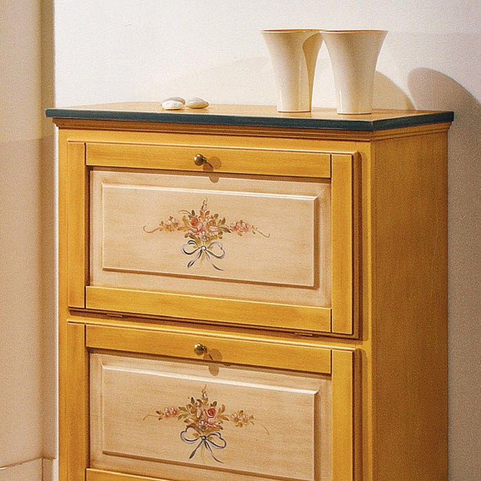 scarpiera 2 ante in legno massello giallo/blu l.80 x p.30 h.93 (1217) - Mobili 2G