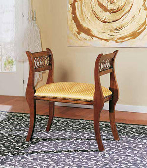 Panca imbottita in legno intagliato con fregi - Mobili 2G