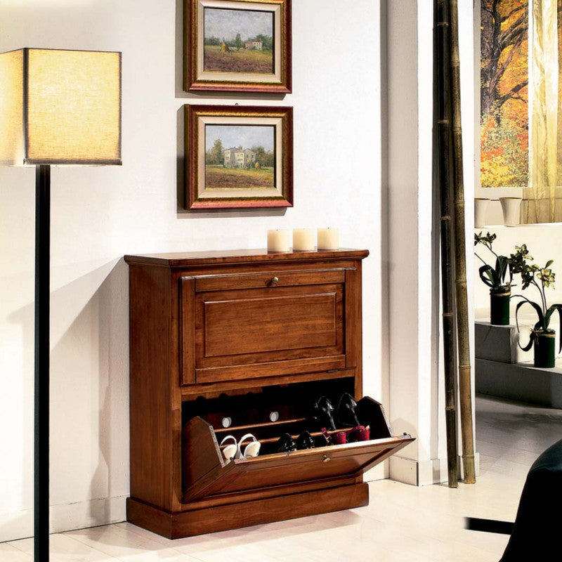 scarpiera 2 ante in legno massello giallo/blu l.80 x p.30 h.93 (1217) - Mobili 2G