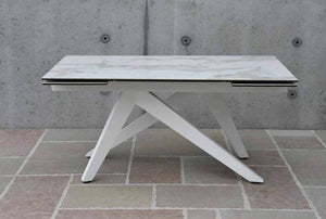 Tavolo big table piano vetro ceramica finitura marmo misura l.160 p.90 h.76(aperto 240 cm)