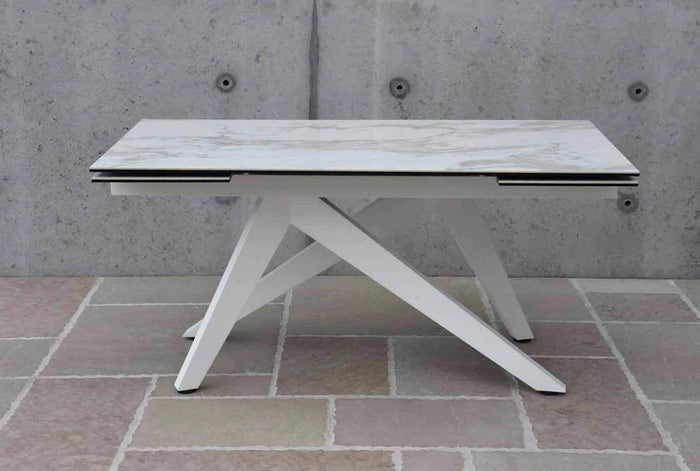 Tavolo big table piano vetro ceramica finitura marmo misura l.160 p.90 h.76(aperto 240 cm)